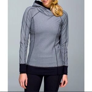 Lululemon Think Fast Hoodie, Heathered Herringbone, Black - Size 6